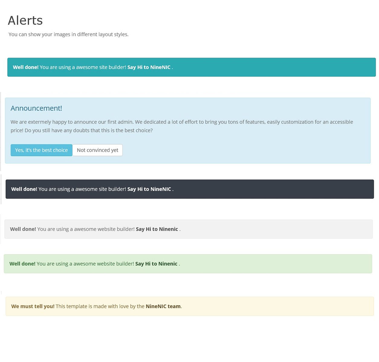 เว็บไซต์สำเร็จรูป shortcodes - Alerts
